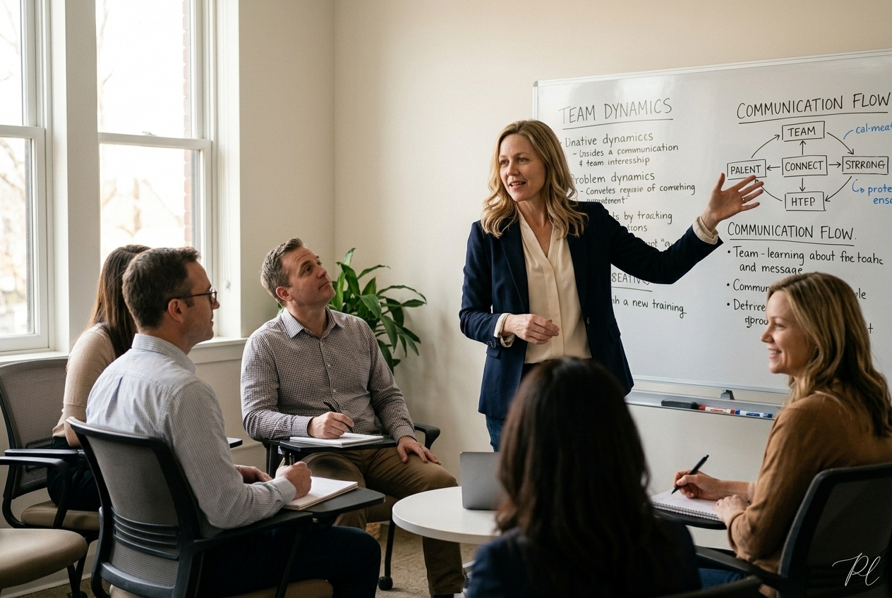 Recurring blog character in a classroom scene